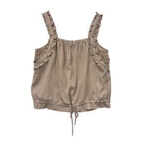 Hem & Thread Womens Large Striped Ruffle Sleeveless Top #6342